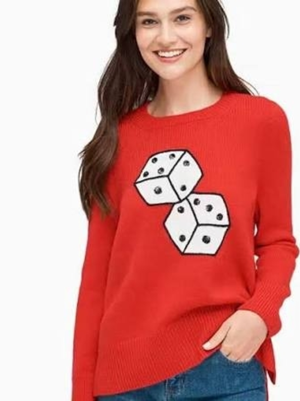 Kate Spade Red Dice Graphic Crewneck Sweater Sz M Las Vegas